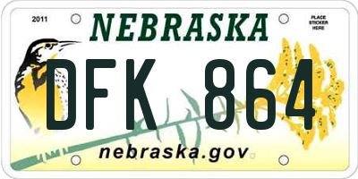 NE license plate DFK864