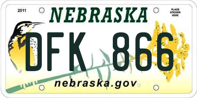 NE license plate DFK866