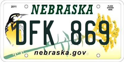 NE license plate DFK869