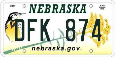 NE license plate DFK874