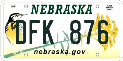 NE license plate DFK876
