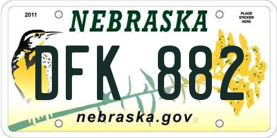 NE license plate DFK882