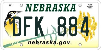 NE license plate DFK884