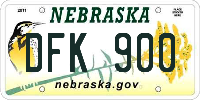 NE license plate DFK900