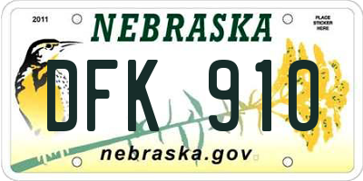NE license plate DFK910