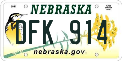NE license plate DFK914