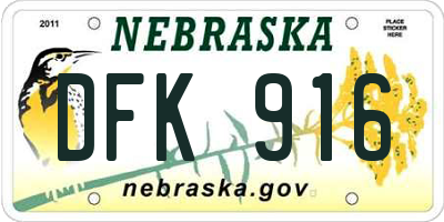 NE license plate DFK916