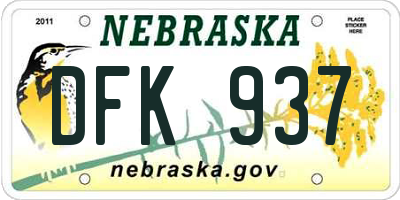 NE license plate DFK937