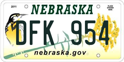 NE license plate DFK954