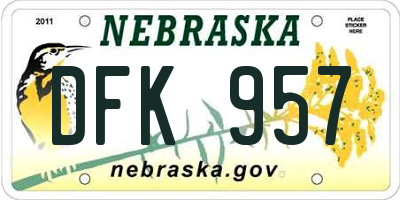 NE license plate DFK957