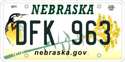 NE license plate DFK963