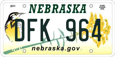 NE license plate DFK964