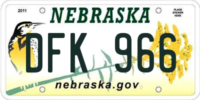 NE license plate DFK966