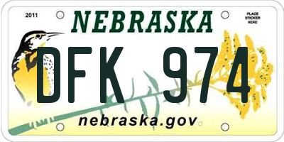 NE license plate DFK974