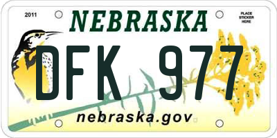 NE license plate DFK977