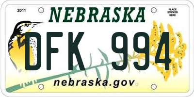 NE license plate DFK994