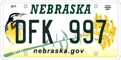 NE license plate DFK997