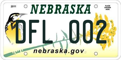 NE license plate DFL002