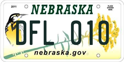 NE license plate DFL010