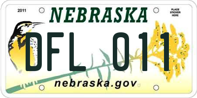 NE license plate DFL011