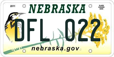 NE license plate DFL022