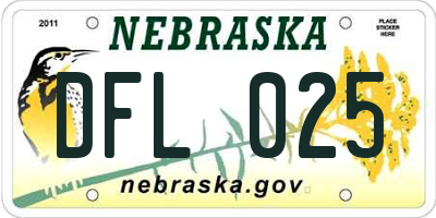 NE license plate DFL025