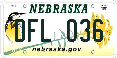 NE license plate DFL036