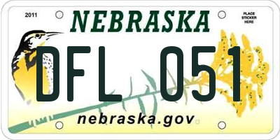 NE license plate DFL051