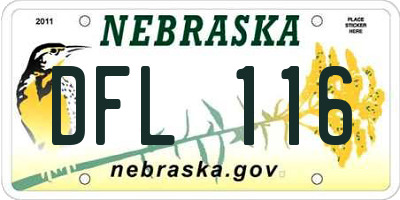 NE license plate DFL116