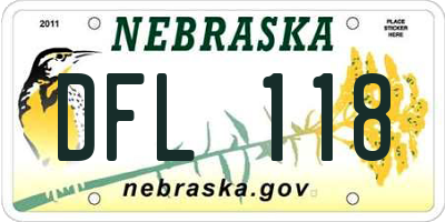 NE license plate DFL118