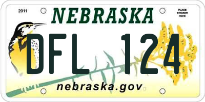 NE license plate DFL124