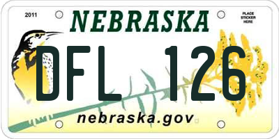 NE license plate DFL126