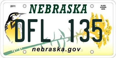 NE license plate DFL135