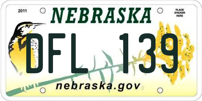 NE license plate DFL139