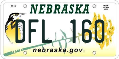 NE license plate DFL160