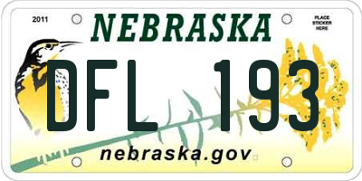 NE license plate DFL193