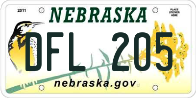 NE license plate DFL205