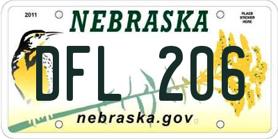 NE license plate DFL206