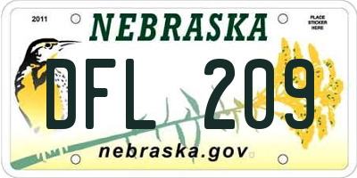 NE license plate DFL209