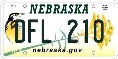 NE license plate DFL210