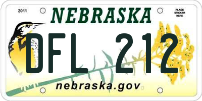 NE license plate DFL212