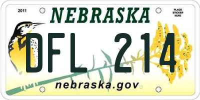 NE license plate DFL214