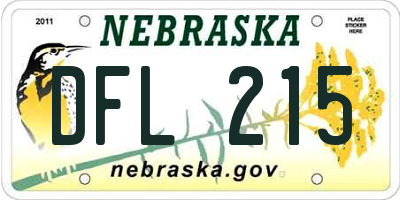 NE license plate DFL215