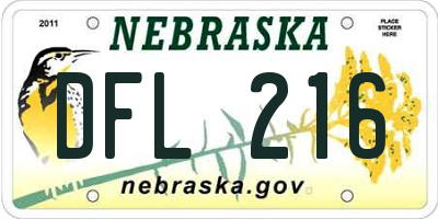 NE license plate DFL216