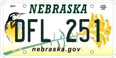NE license plate DFL251