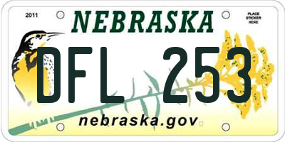 NE license plate DFL253