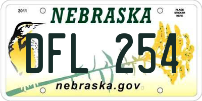 NE license plate DFL254