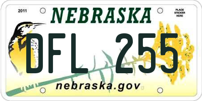 NE license plate DFL255