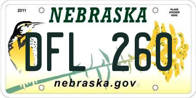 NE license plate DFL260
