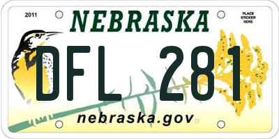 NE license plate DFL281